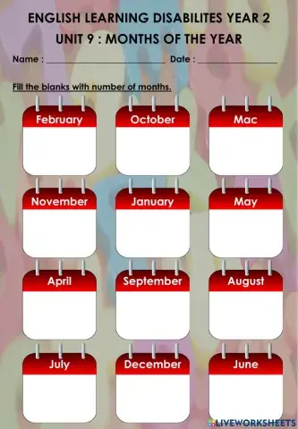 Months of the year