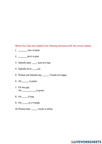 Possesive adjectives