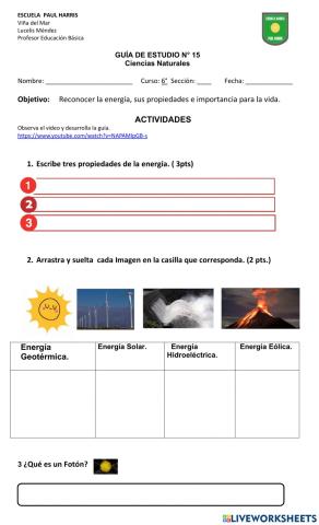 Guía Nro. 15  La Energía.