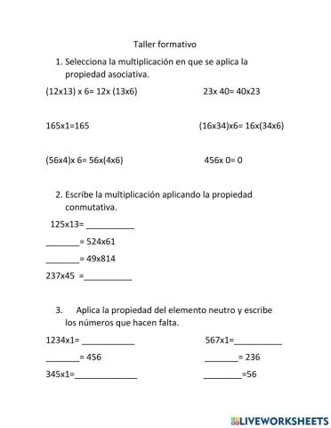 Propiedades de la multiplicación