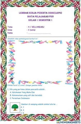 PKN Tema 4 Kelas 1