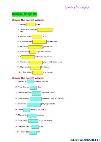 Singular and plural verbs