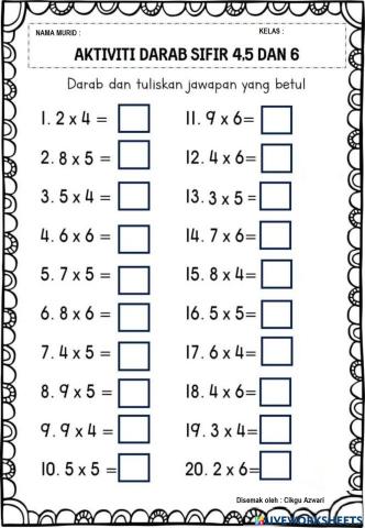 Asas Darab Sifir 4,5 dan 6
