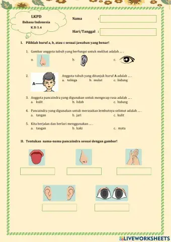 Pancaindra Bahasa Indonesia Kelas 1 SD