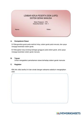 LKPD Sistem Gerak Manusia