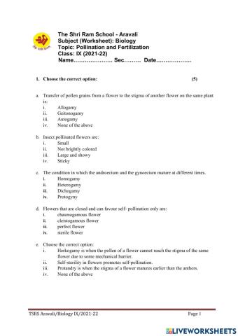Pollination and fertilization