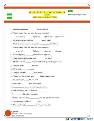 Prepositional Phrase-verb