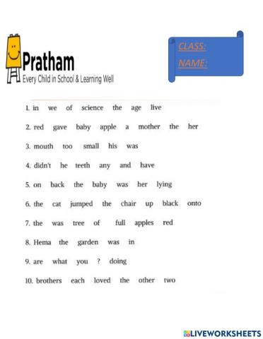 Jumbled up sentences