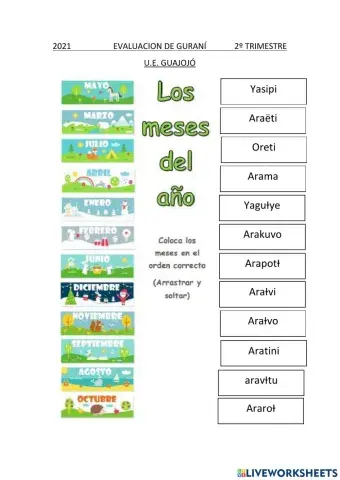 Meses del año en guaraní