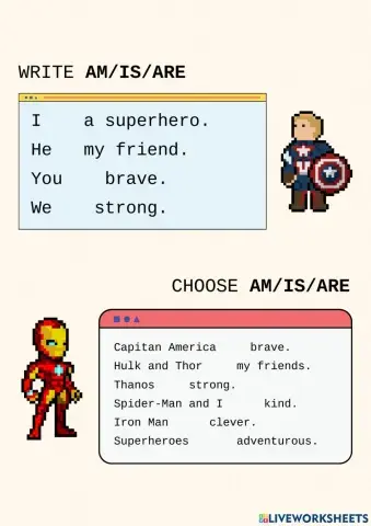 Verb to be in PrS with Marvel