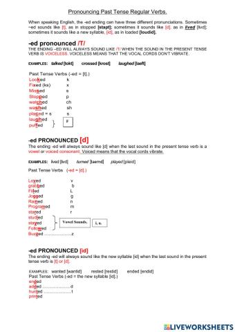 PRONOUNCE ED ENDINGS REGULAR VERBS