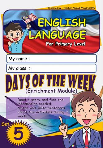 Days of the week (Revision 5) - reading comprehension -match and write