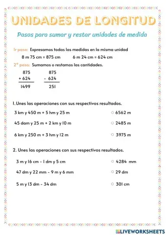 Suma y resta de unidades de longitud