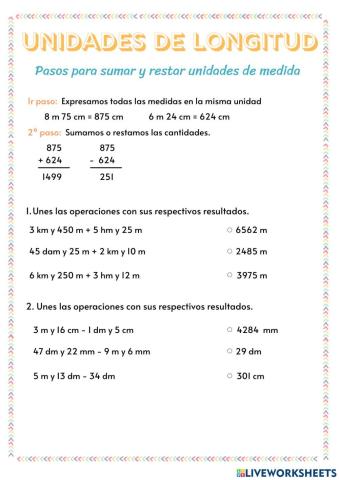 Suma y resta de unidades de longitud