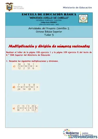Multiplicación y división de números racionales