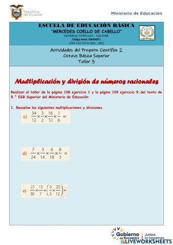 Multiplicación y división de números racionales