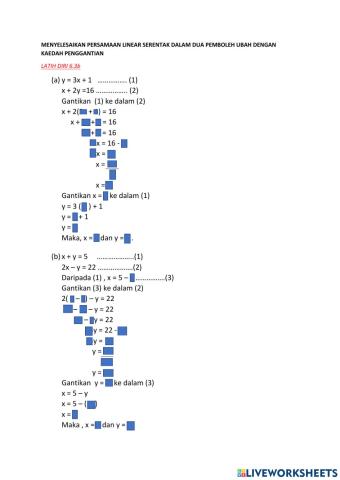 Persamaan linear kaedah penggantian