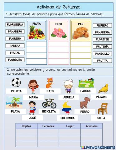 El Sustantivo y Familia de Palabras