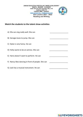 Reading and writing unit 2