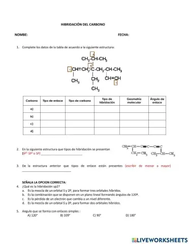 Hibridación del carbono