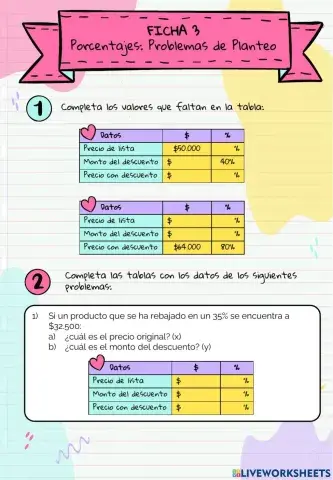 Ficha 3 - Problemas de porcentajes
