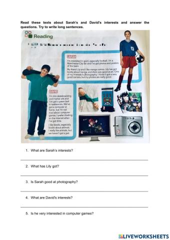 Reading comprehension and writting