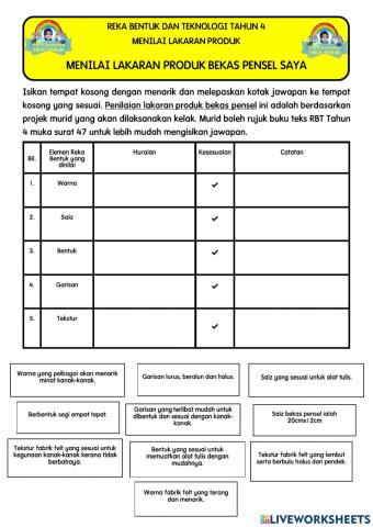 Menilai Lakaran dan Mengira Kos Bahan Produk Bekas Pensel Saya