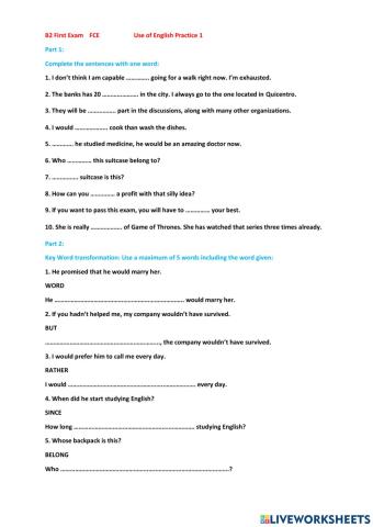 FCE Practice 1