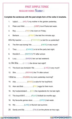 Past Simple Regular Verbs