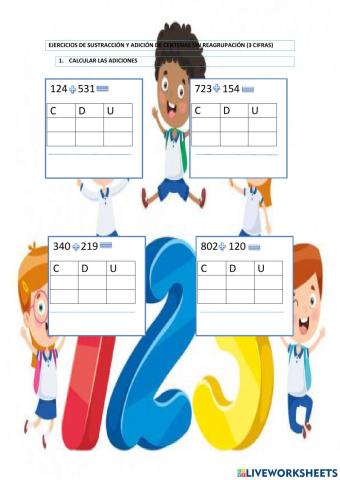 Adición y sustracción sin reagrupación