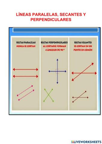 Líneas paralelas, secantes y perpendiculares