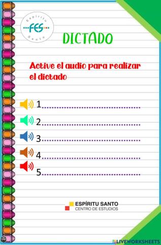 Dictado de palabras oído
