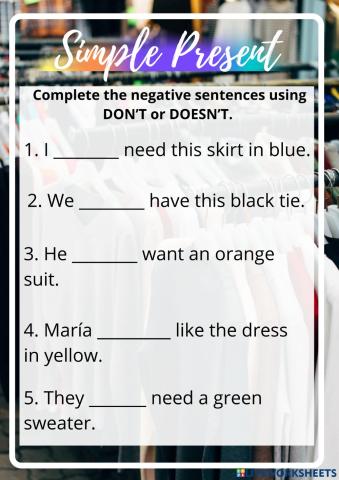 Simple present: negative statements