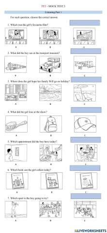 PET - Mock test 3 - LISTENING 1