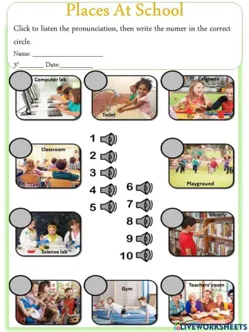 Match the places at school