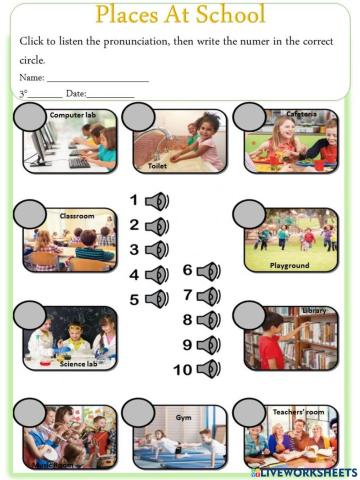 Match the places at school