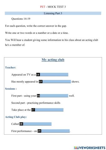 PET - Mock test 3 LISTENING 3