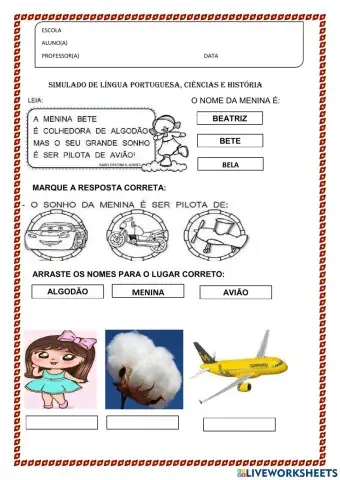 Simulado de lingua portuguesa, ciencias ehistoria