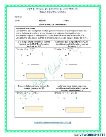 Conversión de Fahrenheit a Celsius y Kelvin