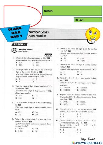 Soalan Objektif Asas Nombor