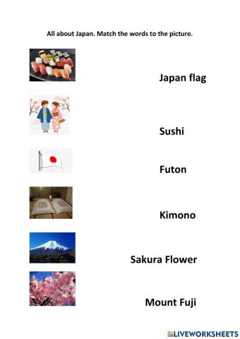 All about Japan. Match the pictures to the words