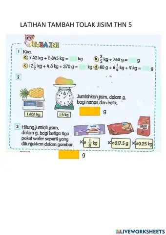 Tambah tolak jisimm thn 5