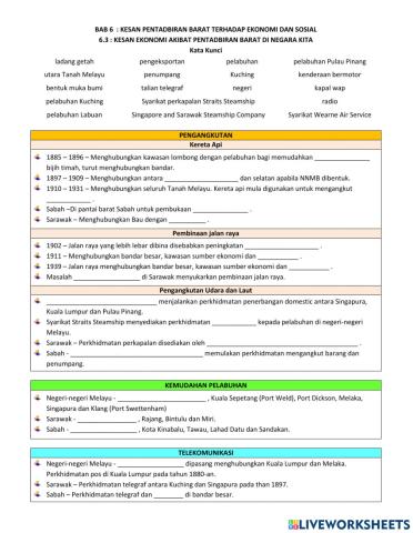 Bab 6 : kesan pentadbiran barat terhadap ekonomi dan sosial
