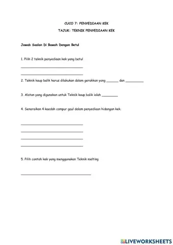 Teknik penyediaan kek