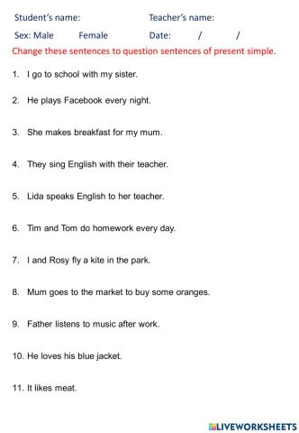 Question of present simple