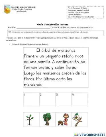 Compresión lectora árbol de manzanas