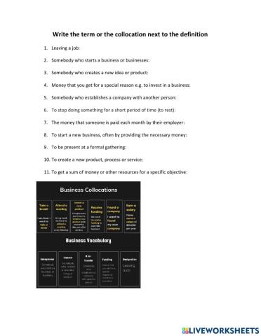 Business terms and collocations