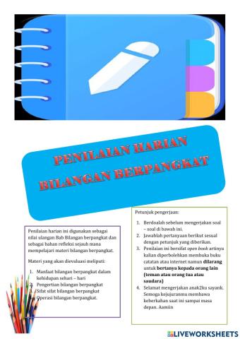 Penilaian harian bilangan berpangkat