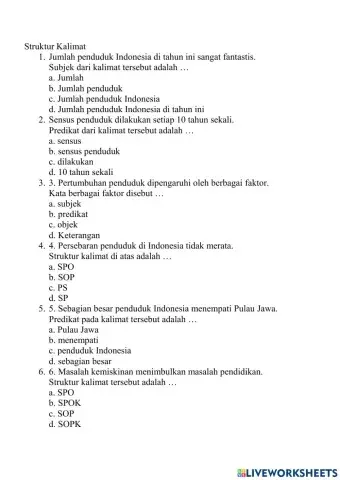 Latihan Struktur Kalimat