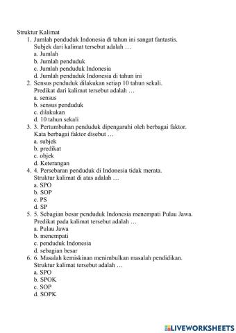 Latihan Struktur Kalimat